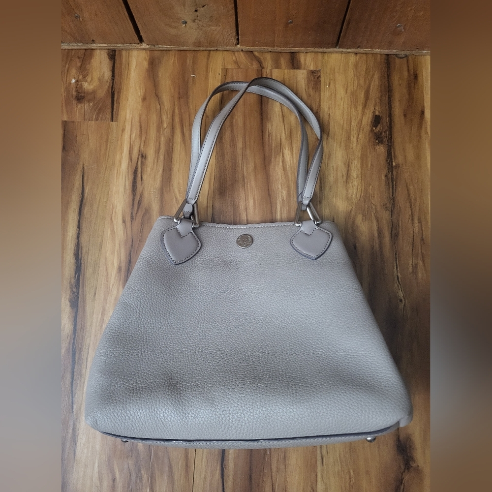 Womens Anne Klein Leather Purse, Tote, Tan, Beige, Designer, Casual, Pockets
